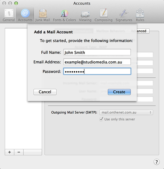 Create Mac Email Account